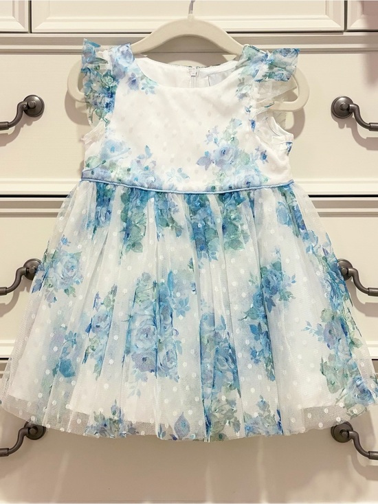 Rare Editions Other - NWOT Rare Editions Blue & Turquoise Floral Tulle Dress Size 12 Months
